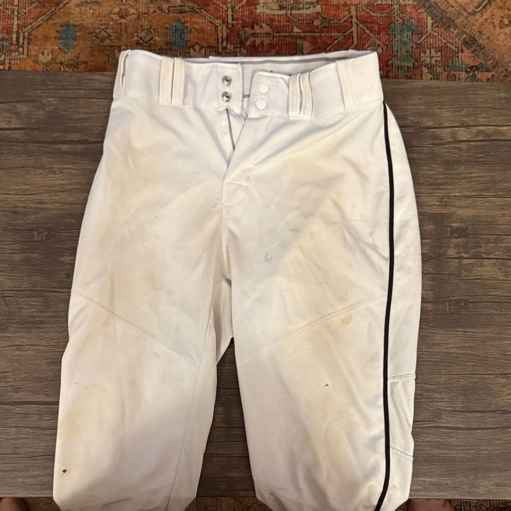 White Men's Pants with Black Stripe